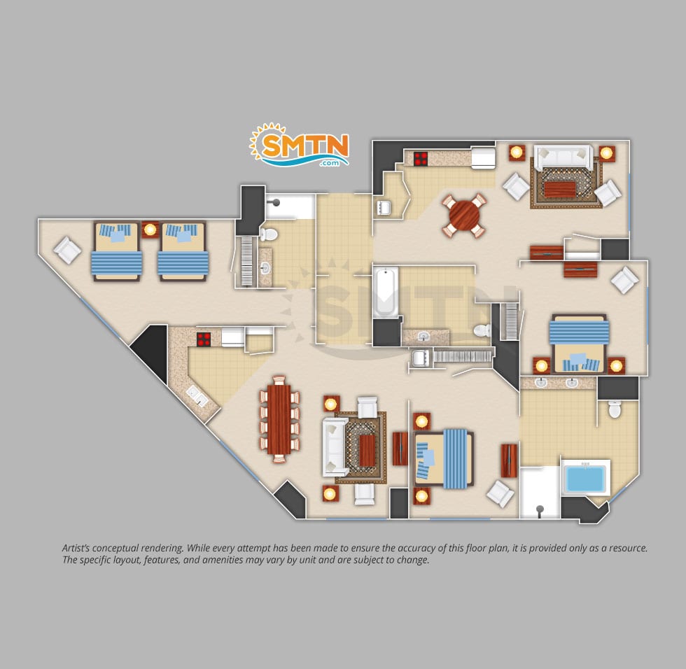 Marriott Grand Chateau 3 Bedroom unit layouts